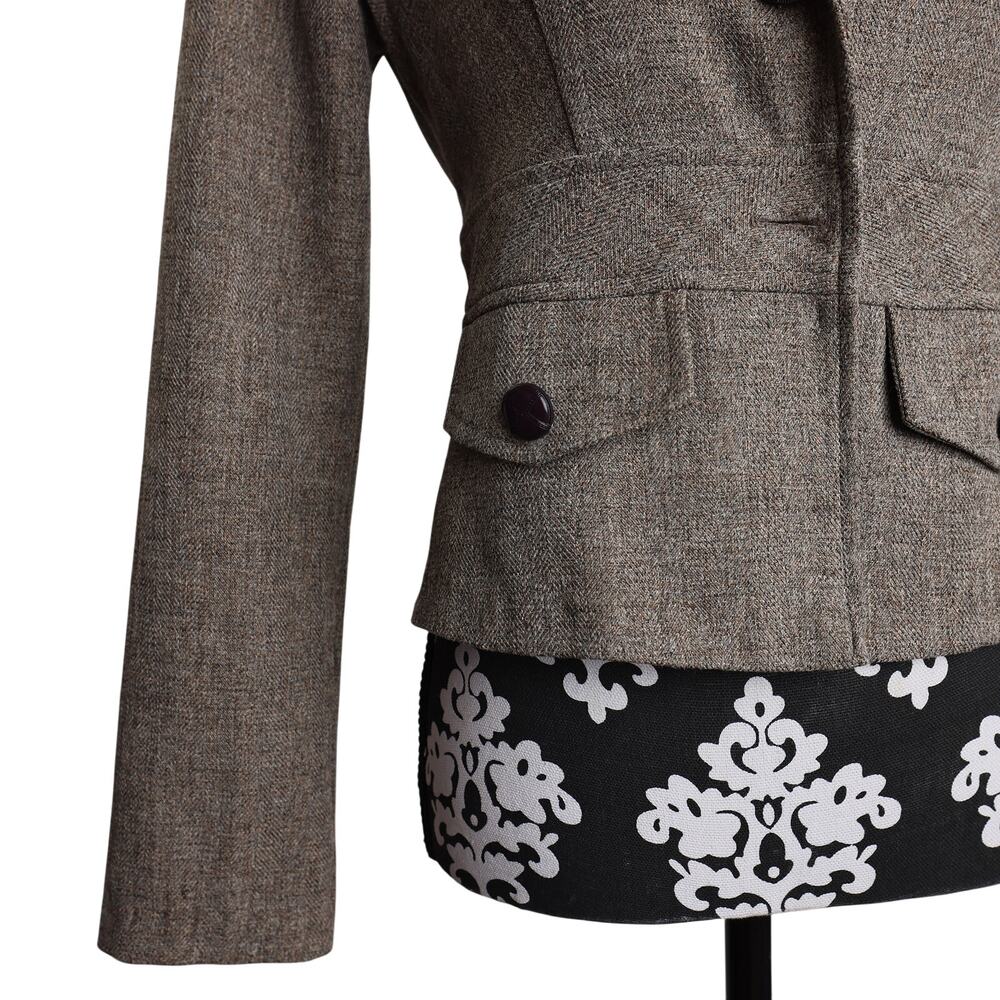 Women's Brown Retro Y2k Charlotte Russe Tweed 2-Button Career Blazer - Small - Picture 6 of 12
